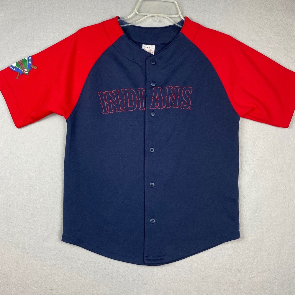 Kid Athlete Cleveland Indians MLB Baseball Jersey Navy Red Youth 10/12 Vintage